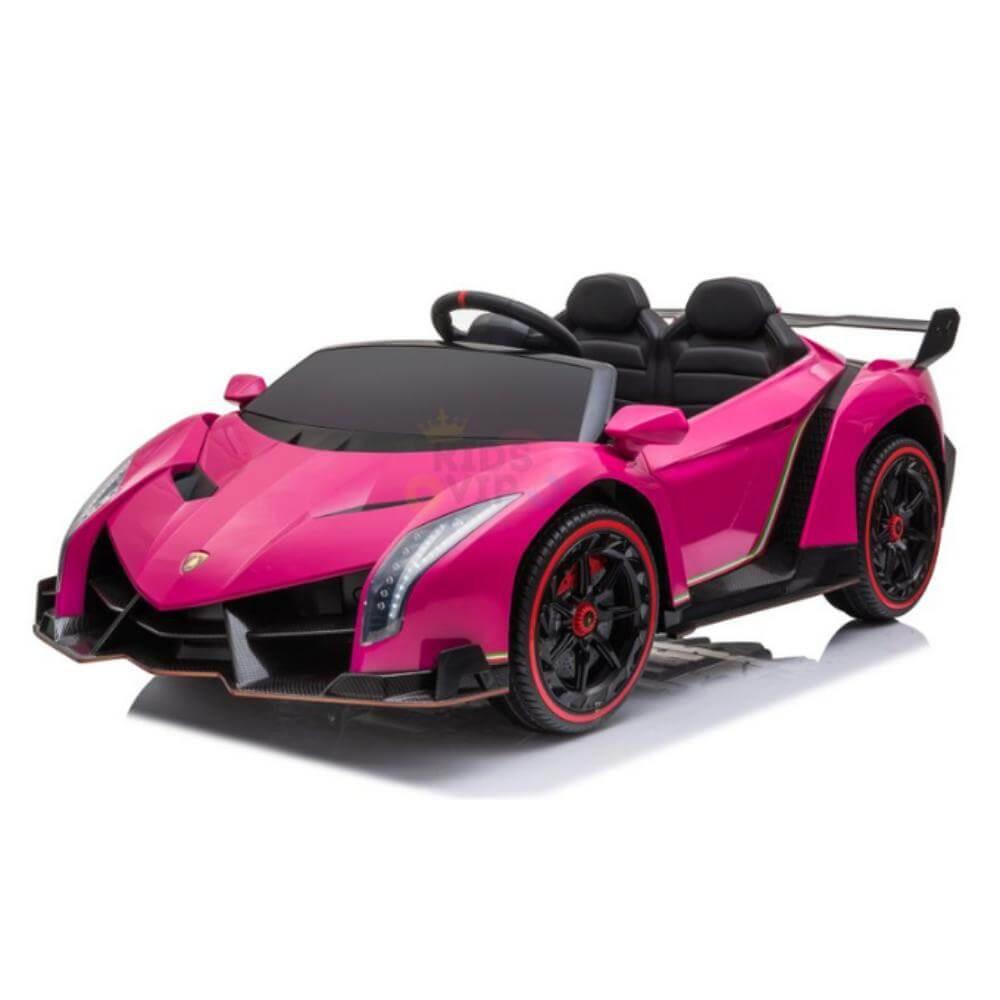 12V Pink Lamborghini Veneno 4X4 Limited Edition Ride-on Car W/ EVA Rubber Wheels, Bluetooth & RC.