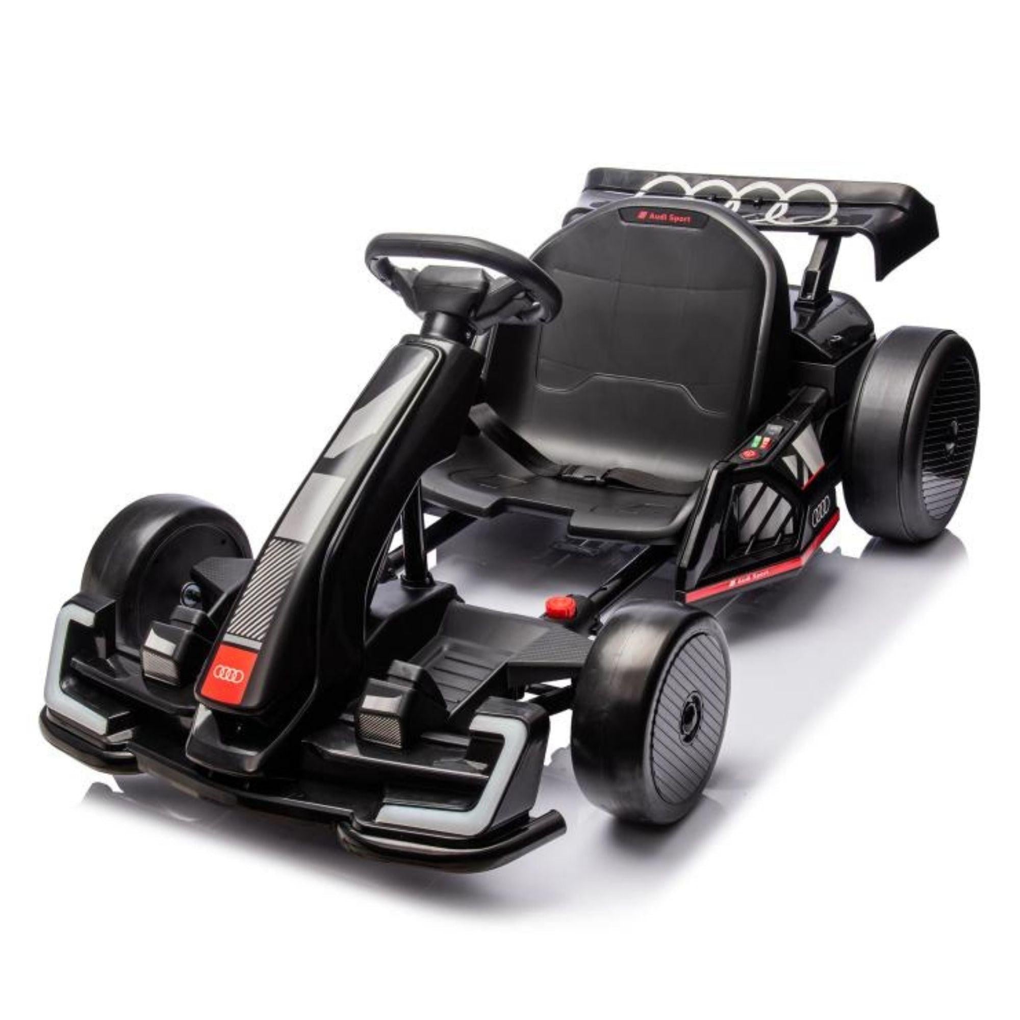 24V Black Newest Upgraded Audi Drifting Go Kart W/ 180° Drift, Bluetooth Music & Lights.