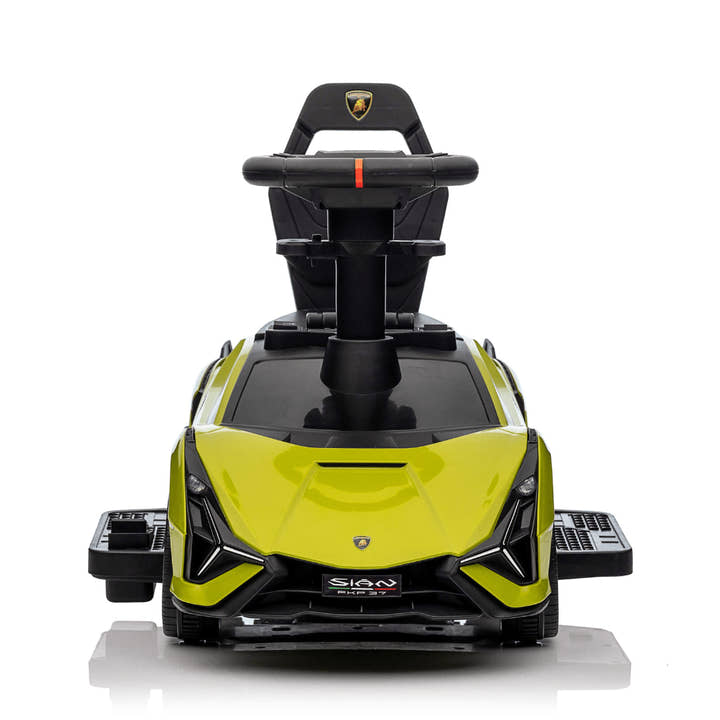 Green Complete Edition Lamborghini Sian 3-in-1 Push Car / Stroller W/ Detachable Handle, Safety Guards, Lights & Music.