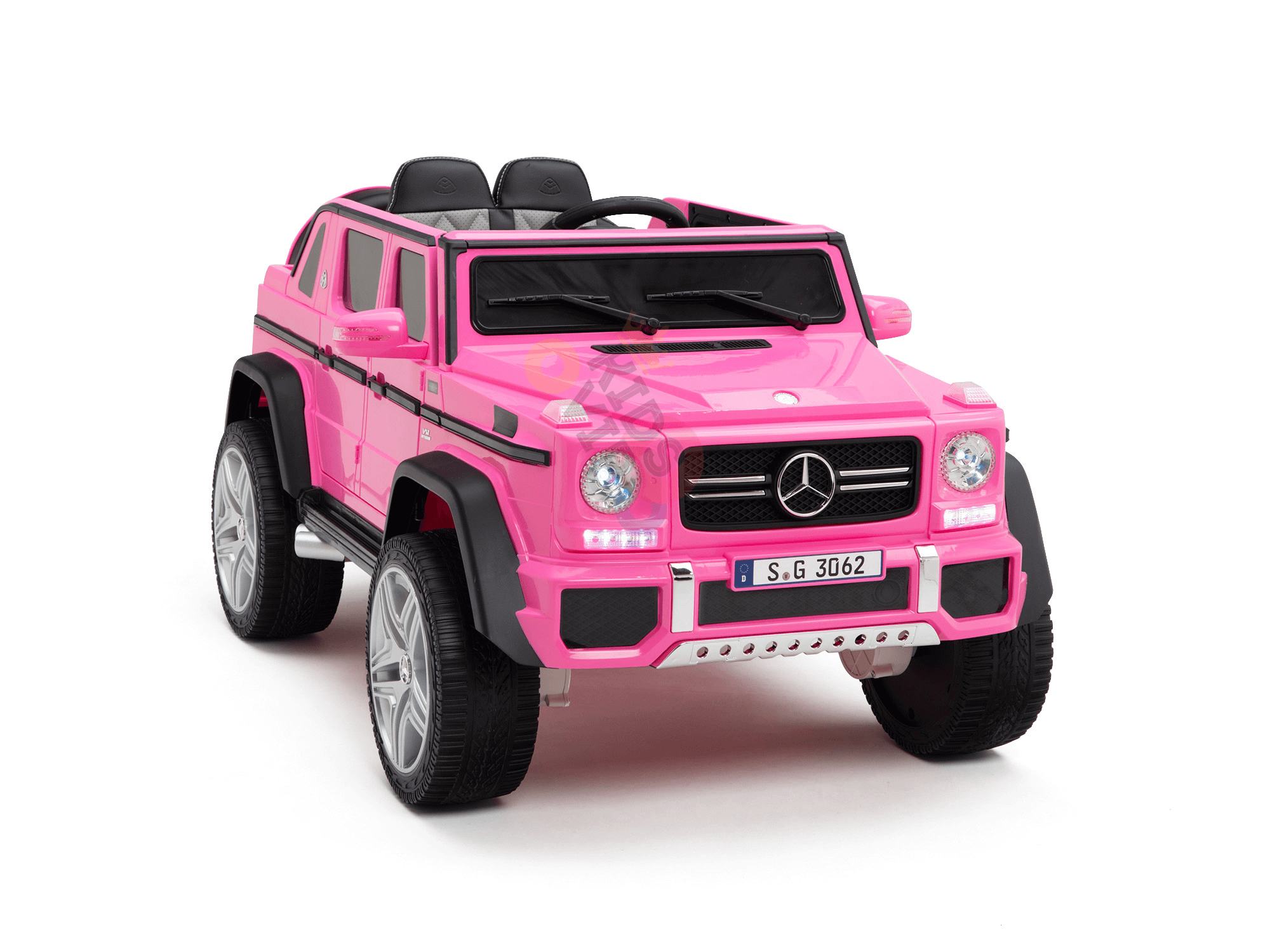 12V Pink Luxury Mercedes Maybach G650s Kids' 4x4 Ride-on SUV W/ Rubber Wheels, Music & RC.