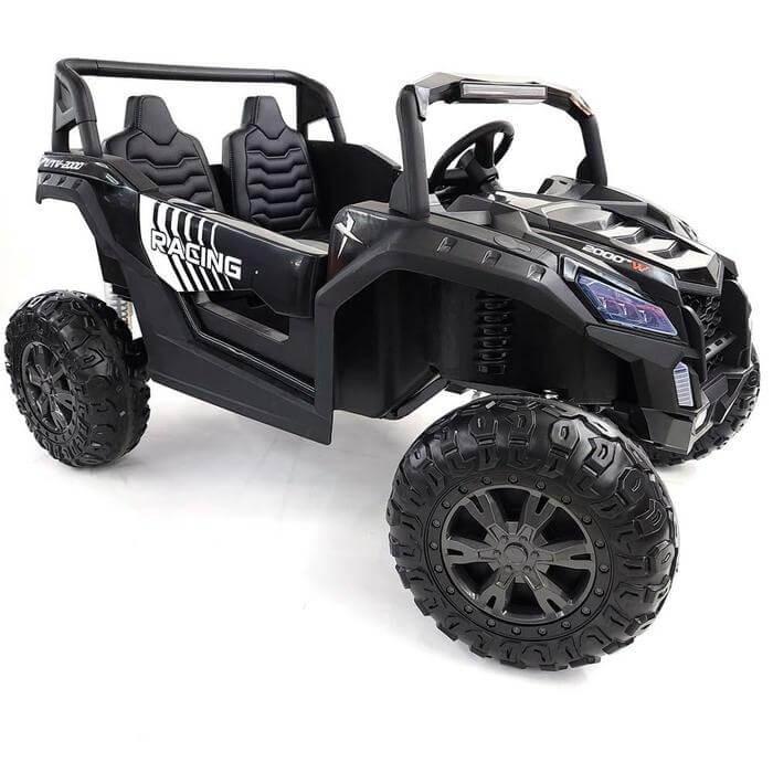 Black 2-Seater XXL Edition Blade BT 24V/4WD Kids' Exclusive Buggy/UTV With Rubber Wheels, Leather Seats, Music & RC.