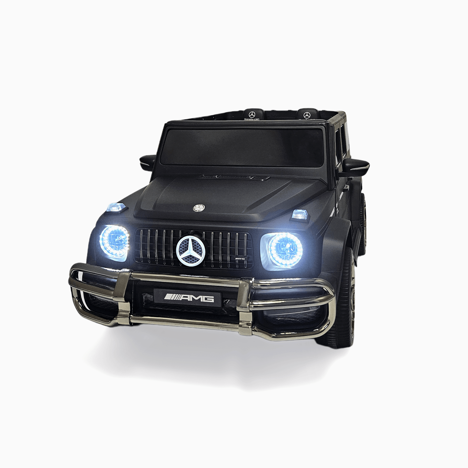 24V Exclusive Matte Black Mercedes Benz G63 2-Seater 4x4 Kids' Ride-on SUV W/ EVA Wheels, Leather Seats, Light-up Logo, BT & RC.