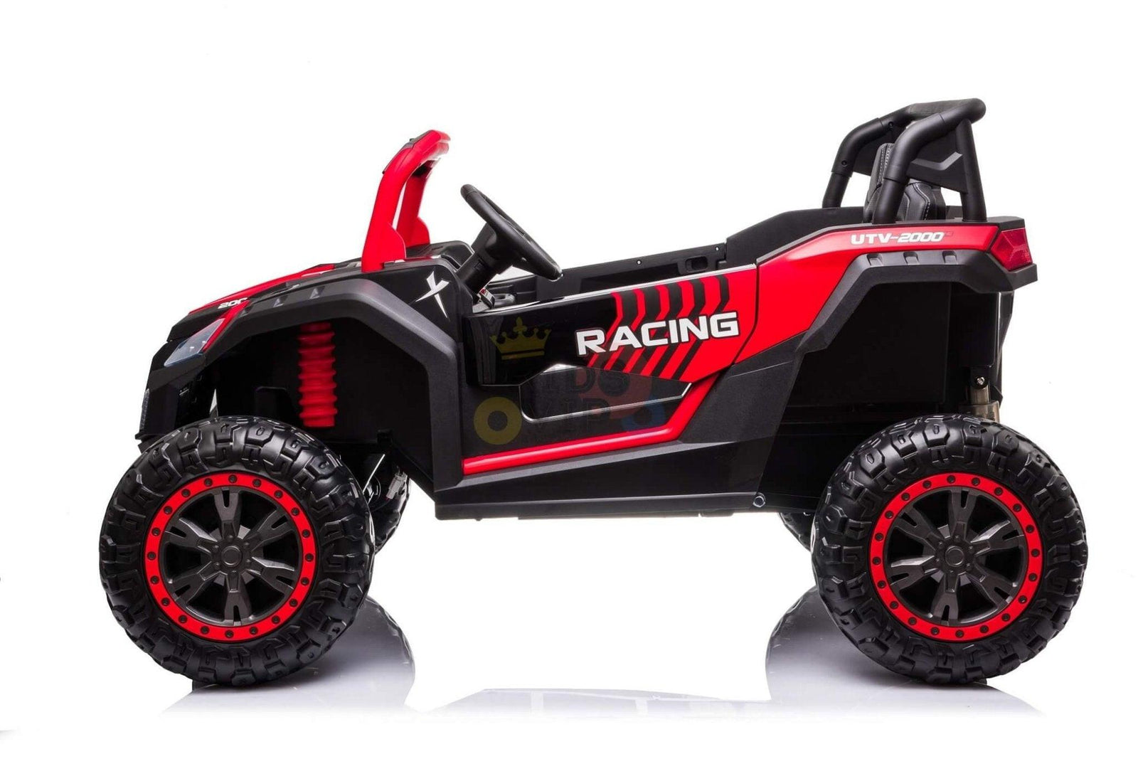 Red 2-Seater XXL Edition Blade BT 24V/4WD Kids' Exclusive Buggy/UTV With Rubber Wheels, Leather Seats, Music & RC.