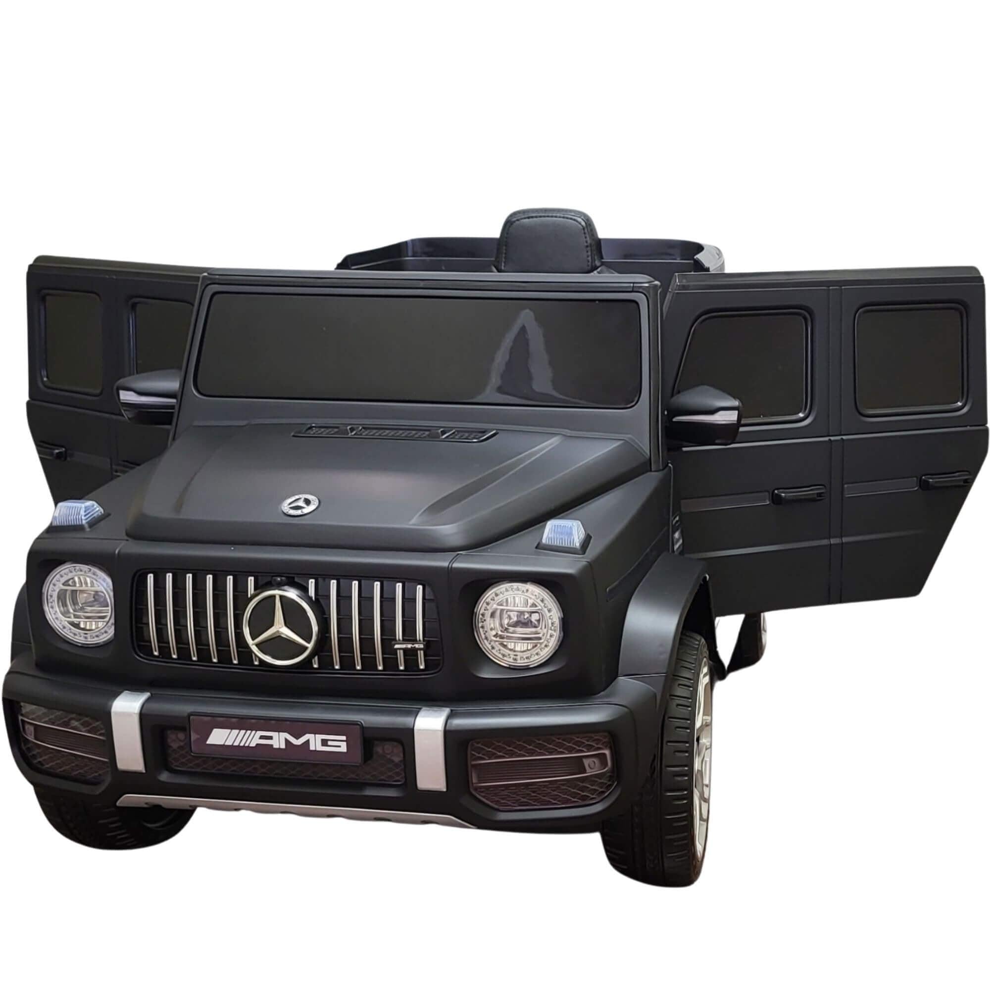 12V Luxury Matte Black Edition Mercedes Benz AMG G63 Ride-On SUV W/ Rubber Wheels, Leather Seat, Bluetooth & RC.