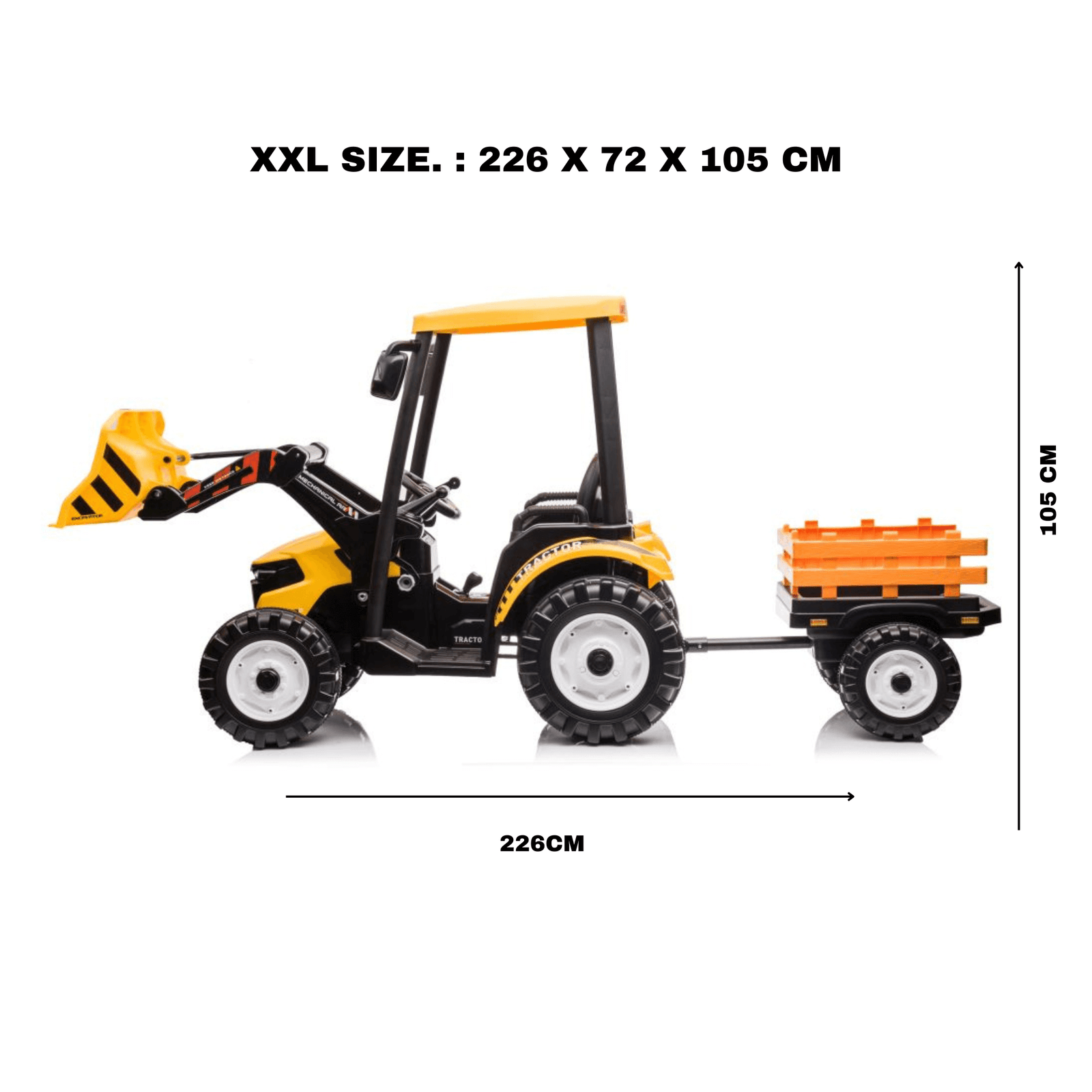 24V Kids' XXL Upgraded 6-Wheel Tractor W/ Trailer, Leather Seat, Music, Lights & RC.