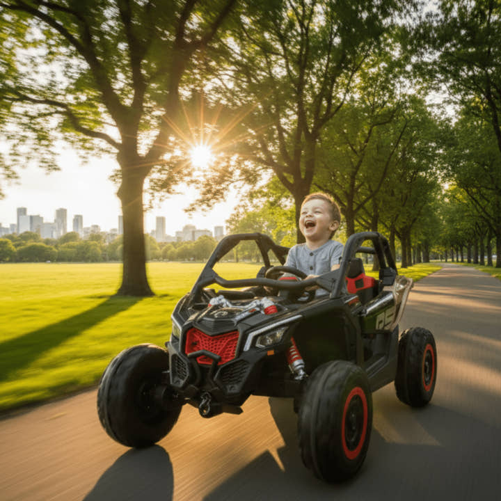 Black Licensed LX Performance Edition 2x24V Can-Am Maverick 4WD Double 24V Battery Pack, 2-Seater Kids' Buggy W/ Music, EVA Rubber Wheels, Leather Seats & RC.