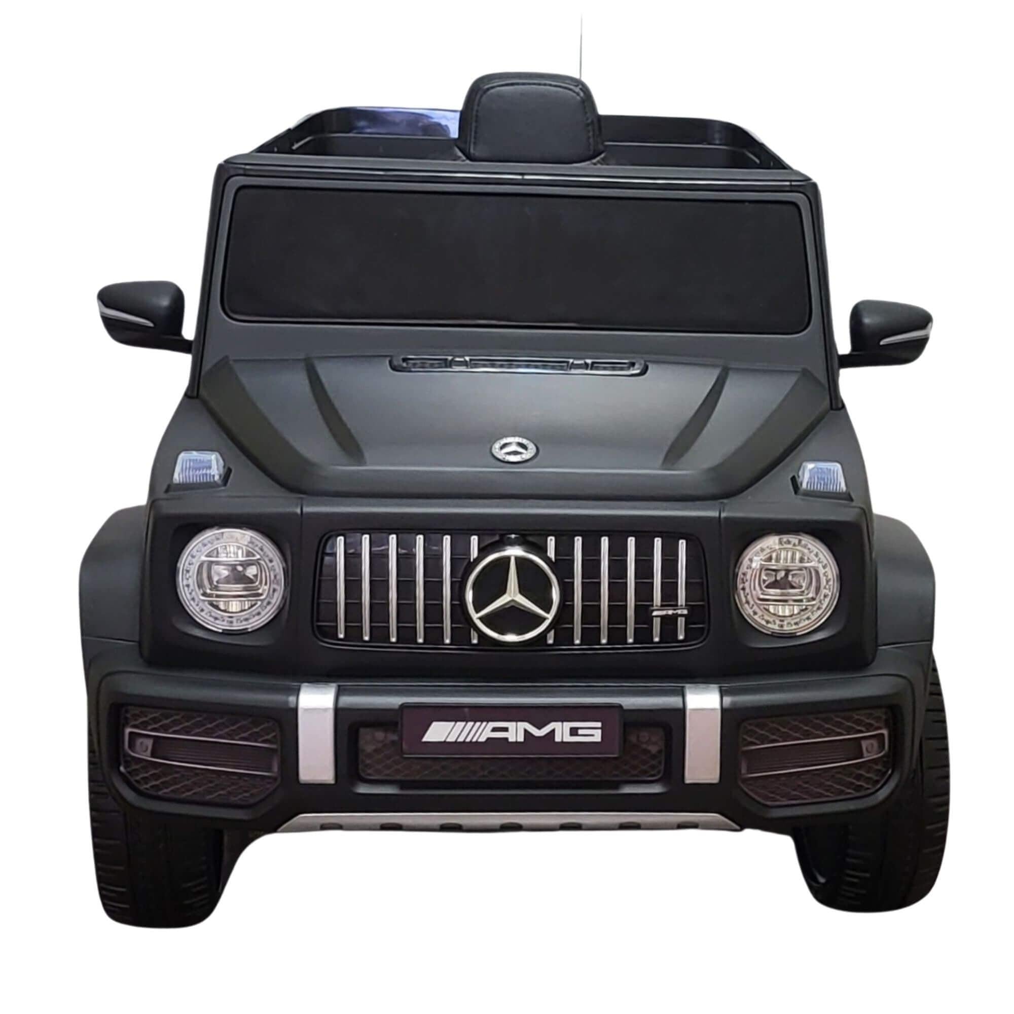 12V Luxury Matte Black Edition Mercedes Benz AMG G63 Ride-On SUV W/ Rubber Wheels, Leather Seat, Bluetooth & RC.