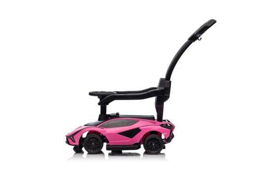 Pink Complete Edition Lamborghini Sian 3-in-1 Push Car / Stroller W/ Detachable Handle, Safety Guards, Lights & Music.