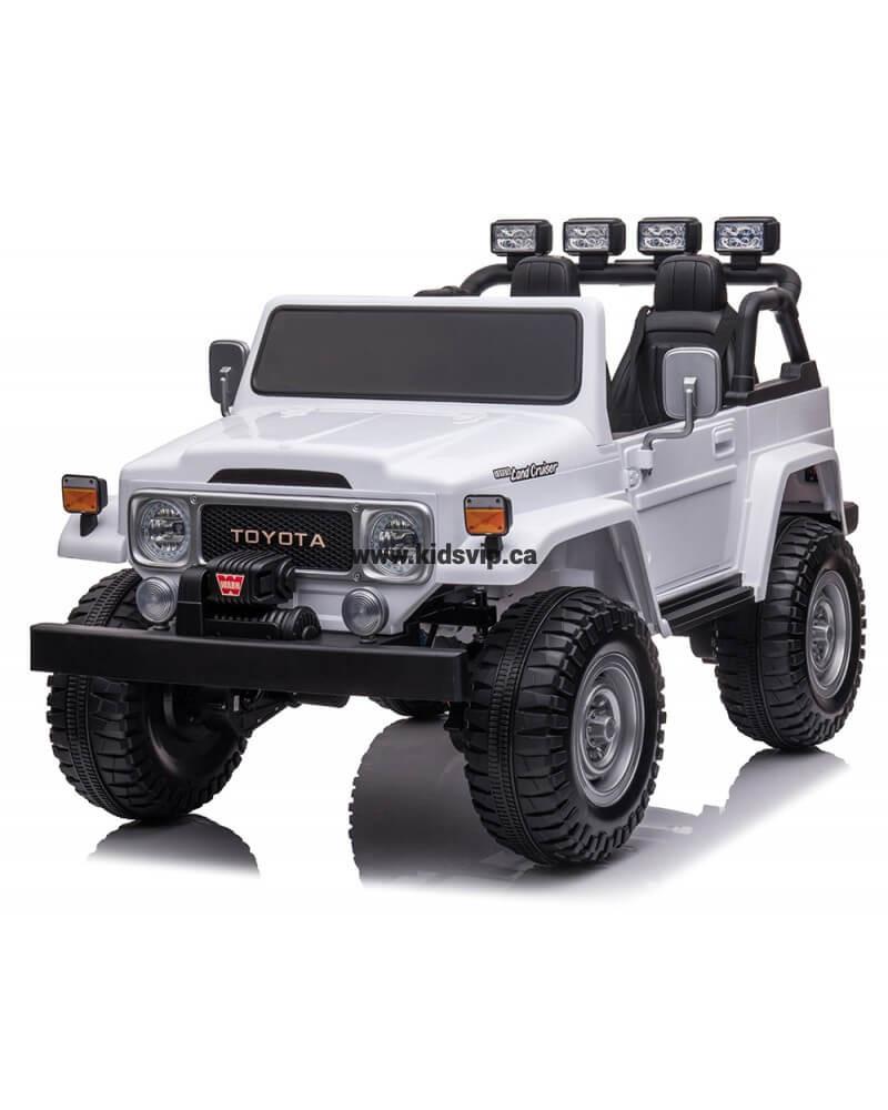 24V White 2-Seater Premium Edition Toyota 4x4 Truck for Kids W/ EVA Rubber Wheels, Music & RC.
