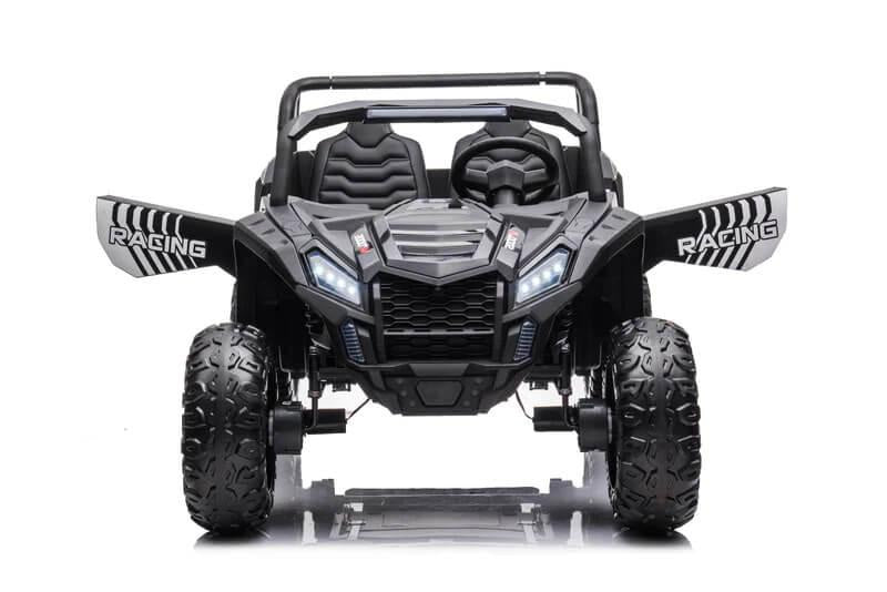 Black 2-Seater XXL Edition Blade BT 24V/4WD Kids' Exclusive Buggy/UTV With Rubber Wheels, Leather Seats, Music & RC.