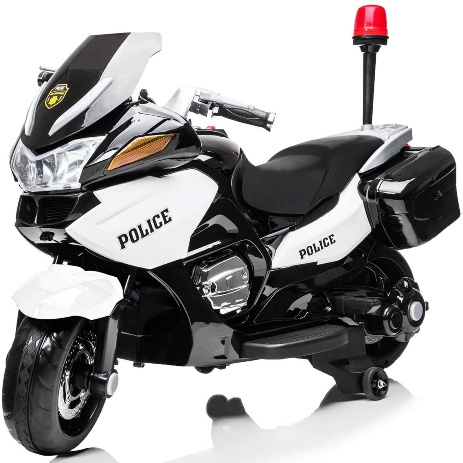 24V Police Officer Edition Kids' Motorcycle W/ Rubber Wheels, Emergency Siren, Lights & Music.