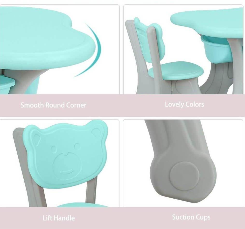 Kids & Toddlers Bear Edition Table & Chair Set W/ 2 Chairs and Storage Baskets.