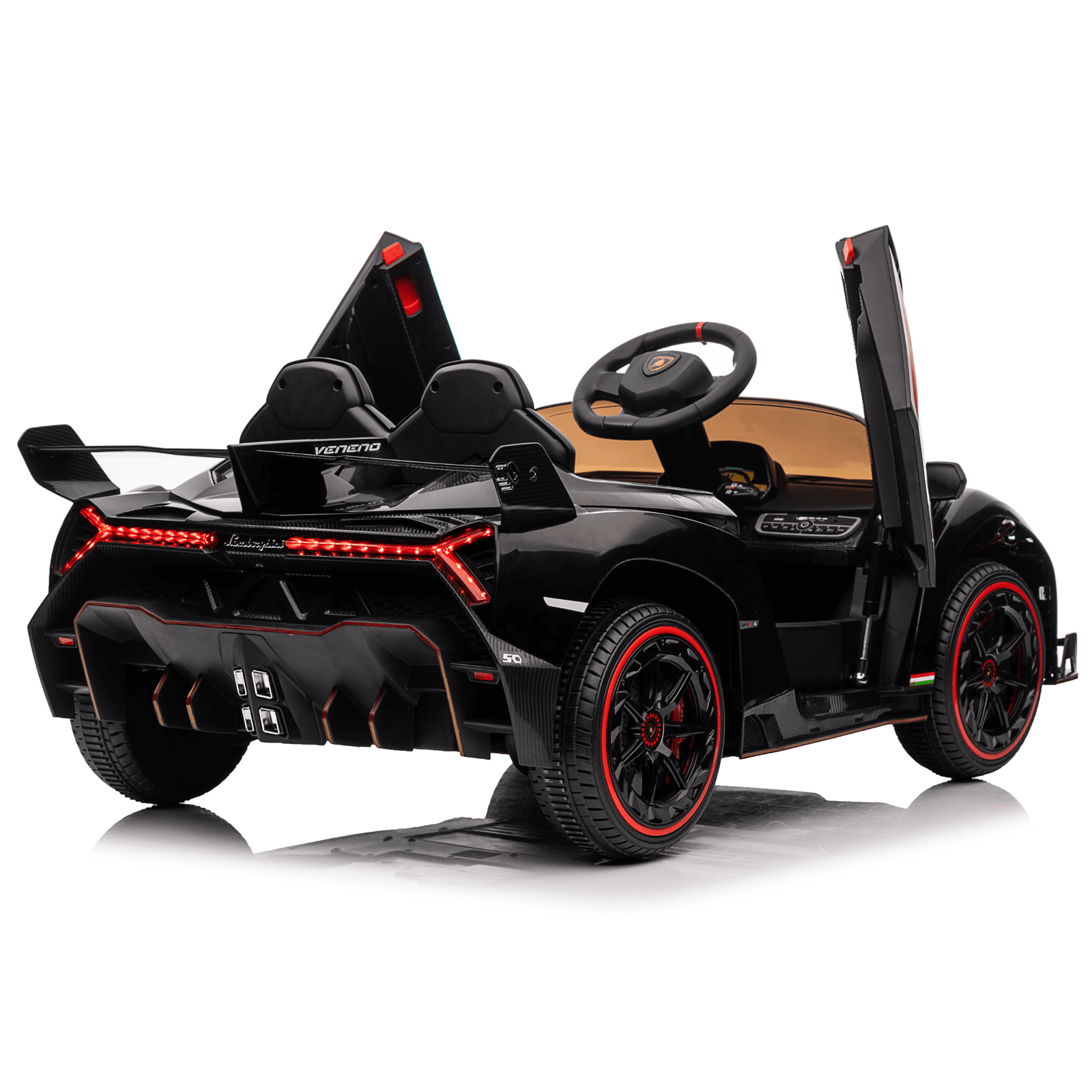 12V Black Lamborghini Veneno 4X4 Limited Edition Ride-on Car W/ EVA Rubber Wheels, Bluetooth & RC.