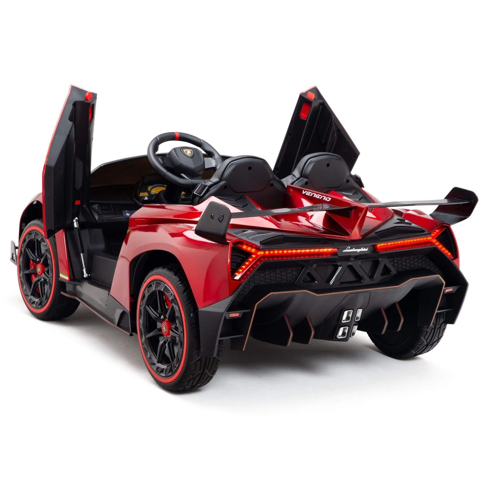 12V Red Lamborghini Veneno 4X4 Limited Edition Ride-on Car W/ EVA Rubber Wheels, Bluetooth & RC.