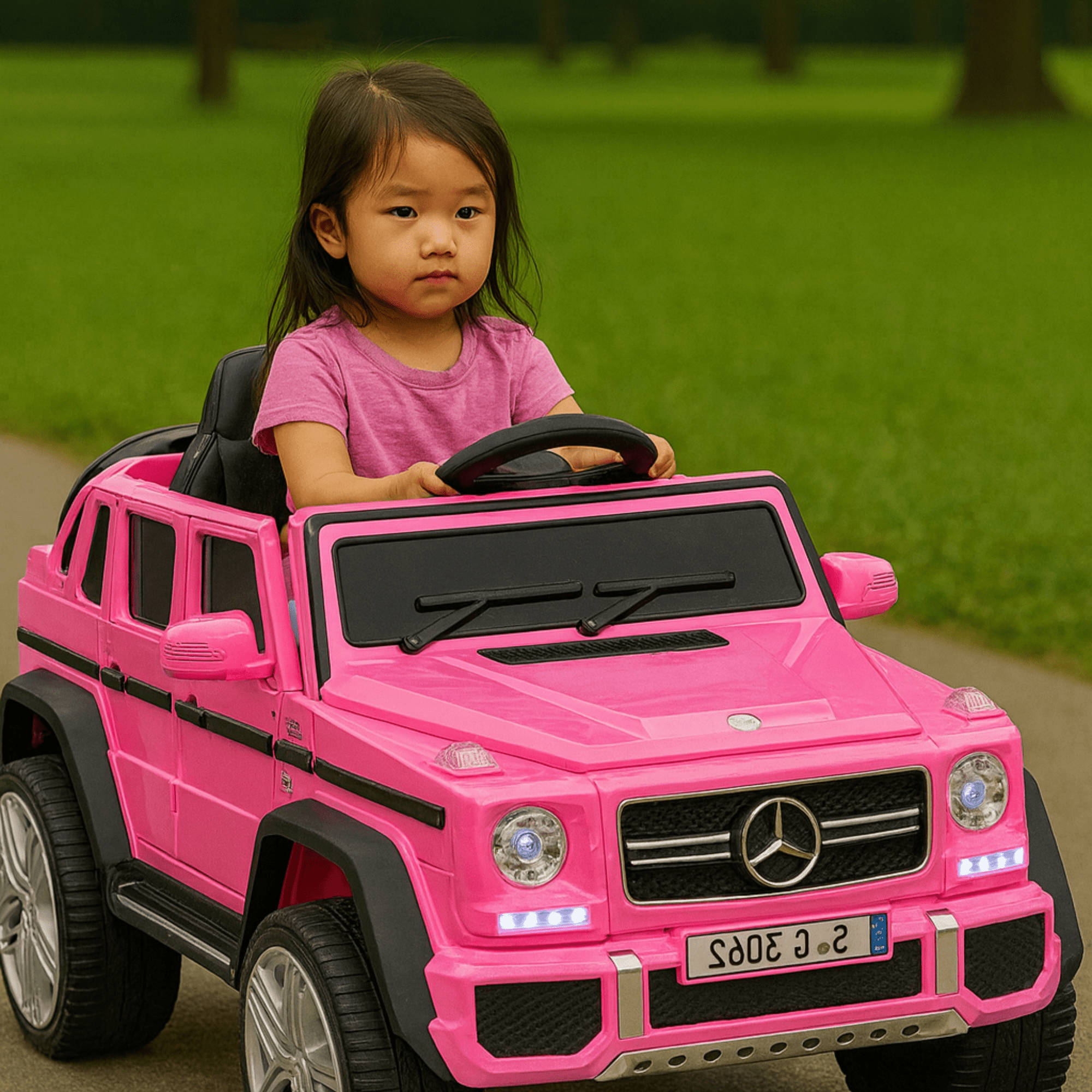 12V Pink Luxury Mercedes Maybach G650s Kids' 4x4 Ride-on SUV W/ Rubber Wheels, Music & RC.
