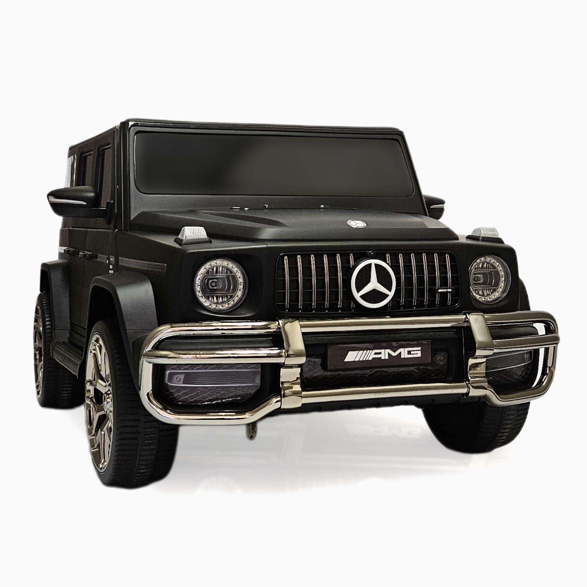 24V Exclusive Matte Black Mercedes Benz G63 2-Seater 4x4 Kids' Ride-on SUV W/ EVA Wheels, Leather Seats, Light-up Logo, BT & RC.
