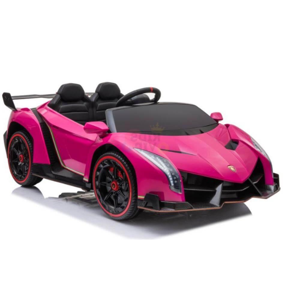 12V Pink Lamborghini Veneno 4X4 Limited Edition Ride-on Car W/ EVA Rubber Wheels, Bluetooth & RC.