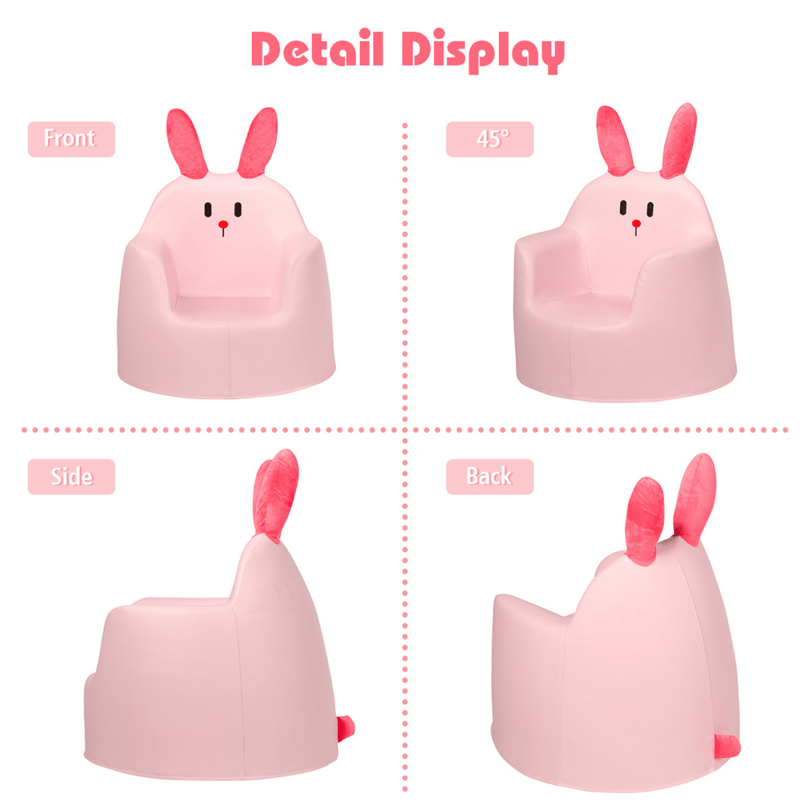 Kids' and Toddlers' Single Seat Cozy Bunny Edition Play Sofa Chair - Pink
