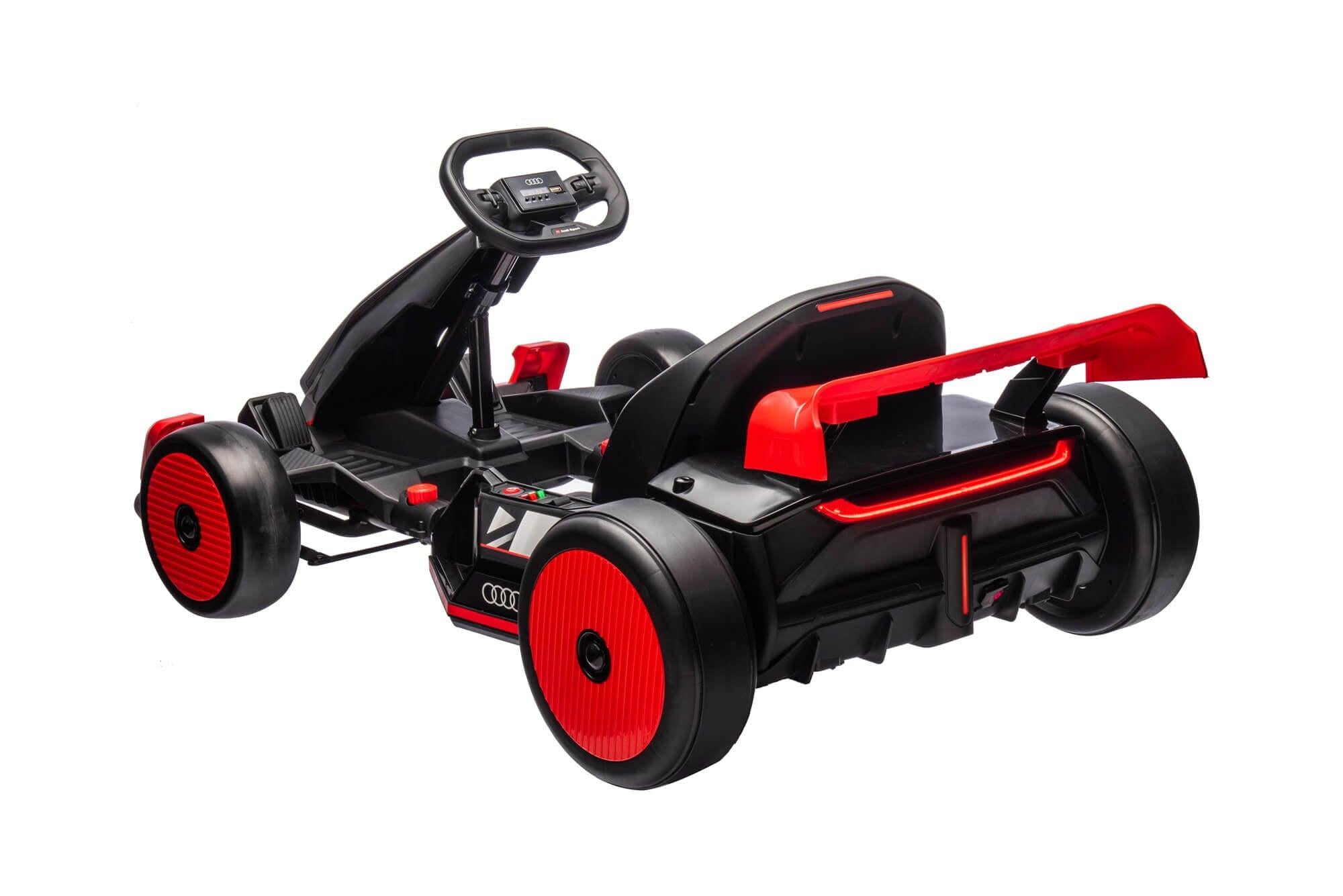 24V Red Newest Upgraded Audi Drifting Go Kart W/ 180° Drift, Bluetooth Music & Lights.
