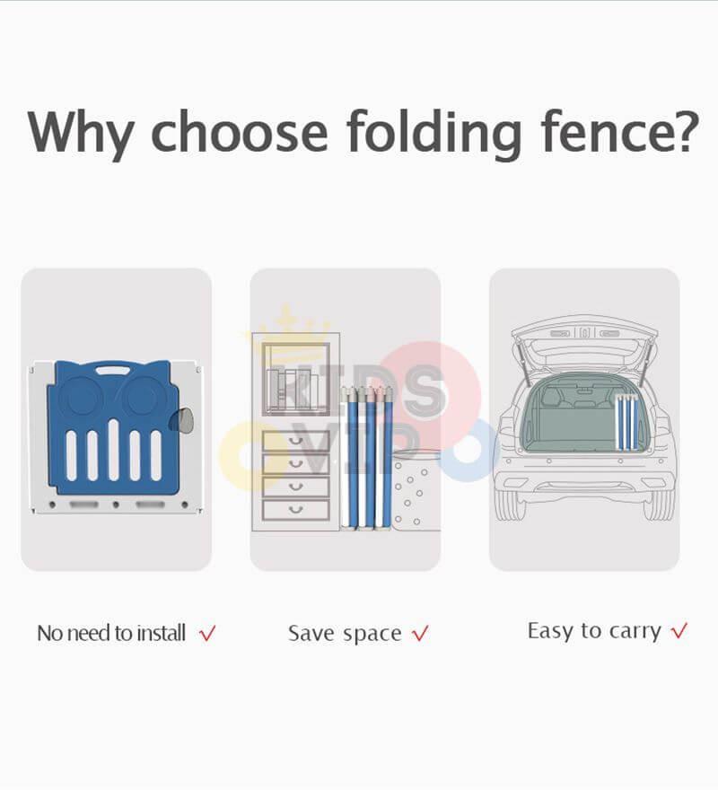 Blue 16 Panels Indoor/Outdoor Foldable Playpen, Fence, Interactive Safety Play Yard for Toddlers and Infants.