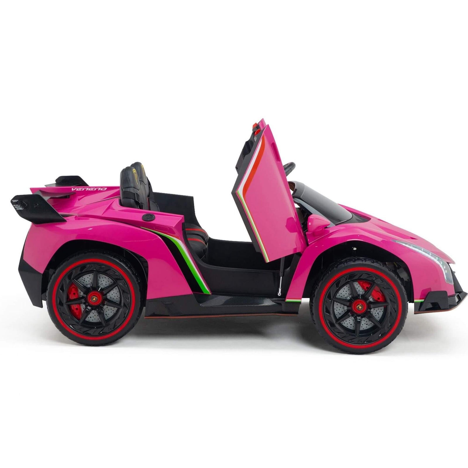 12V Pink Lamborghini Veneno 4X4 Limited Edition Ride-on Car W/ EVA Rubber Wheels, Bluetooth & RC