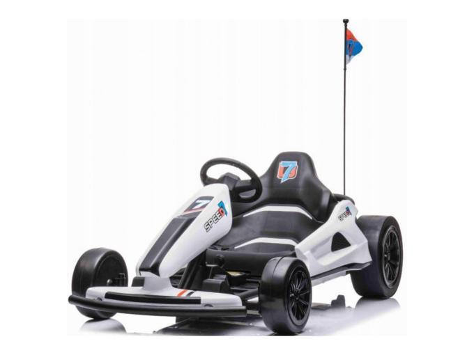 White 24V Furious Edition Big Kids Upgraded Drifting Go Kart W/ Music Amplifier, Lights.