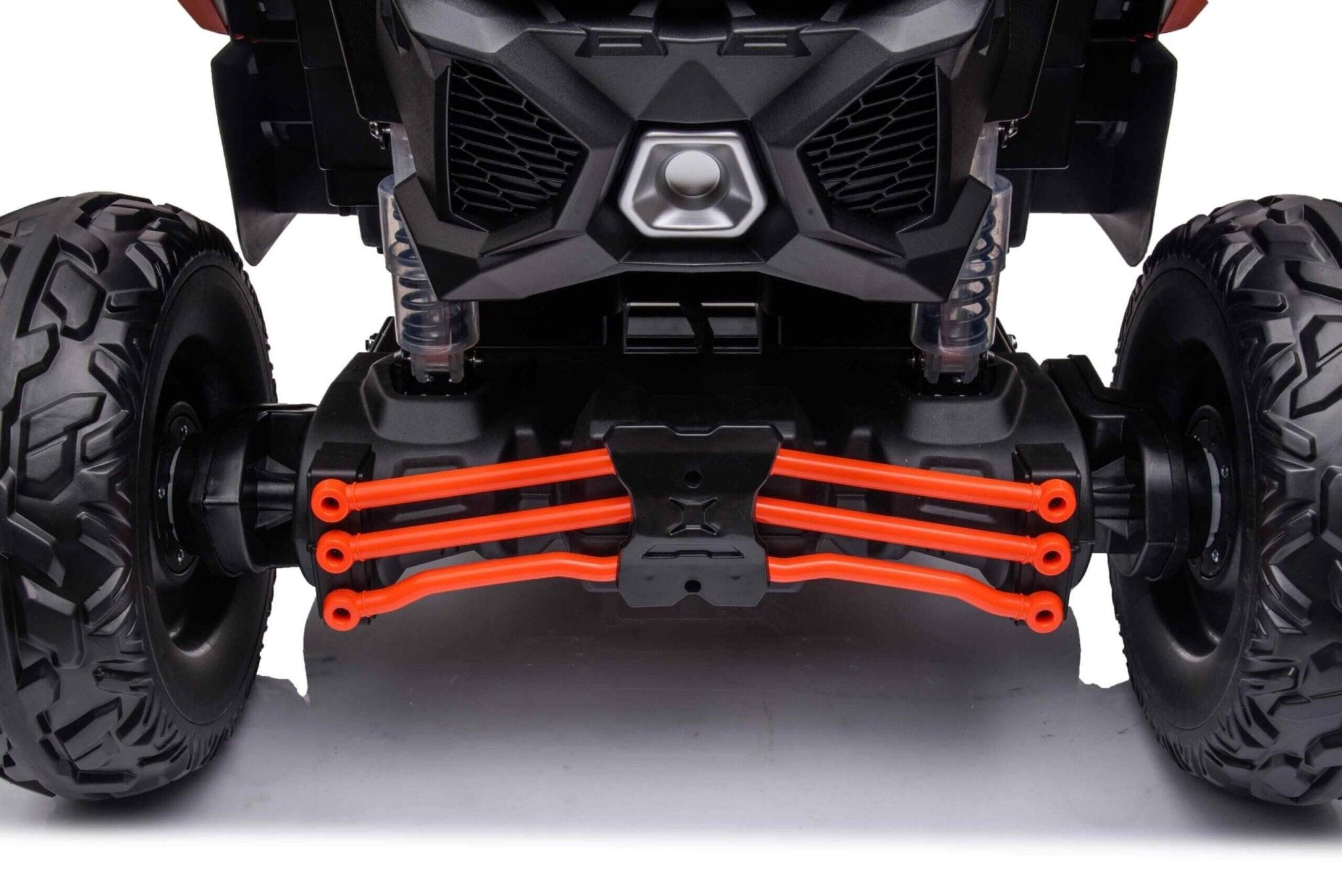 Orange Licensed LX Performance Edition 2x24V Can-Am Maverick 4WD Double 24V Battery Pack, 2-Seater Kids' Buggy W/ Music, EVA Rubber Wheels, Leather Seats & RC.