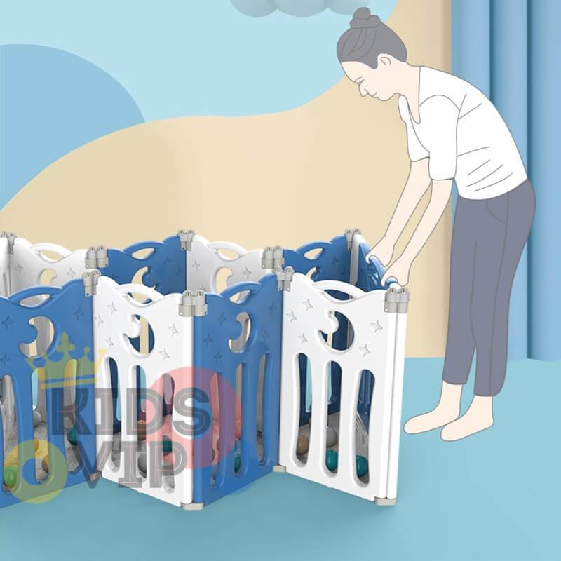 Pink 20 Panels Indoor/Outdoor Foldable Playpen, Fence, Interactive Safety Play Yard for Toddlers and Infants.