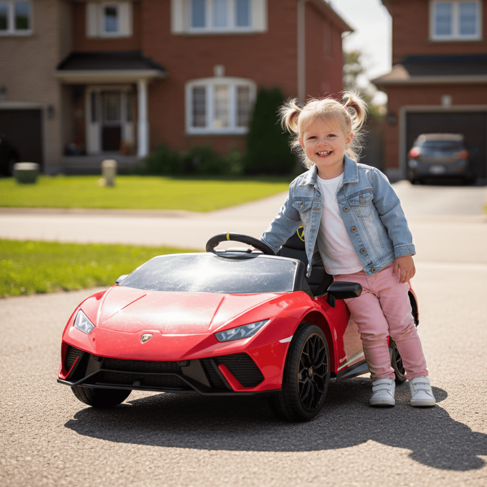 12V Red Lamborghini Huracan Licensed Sport Edition 4X4 Ride-On Car W/ Rubber Wheels, Bluetooth & RC.