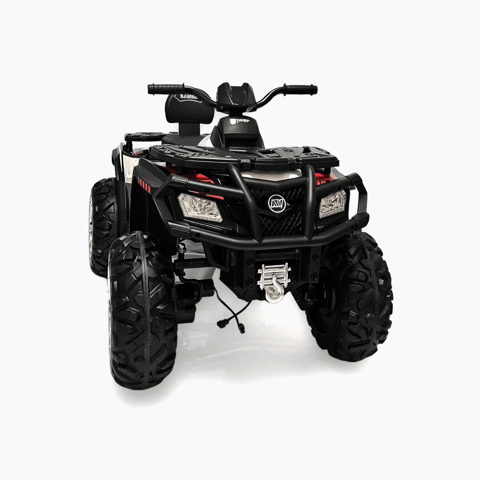 24V White Upgraded Titan Edition 4x4 Ride-On Quad ATV W/ EVA Rubber Wheels, Bluetooth Music & Lights.