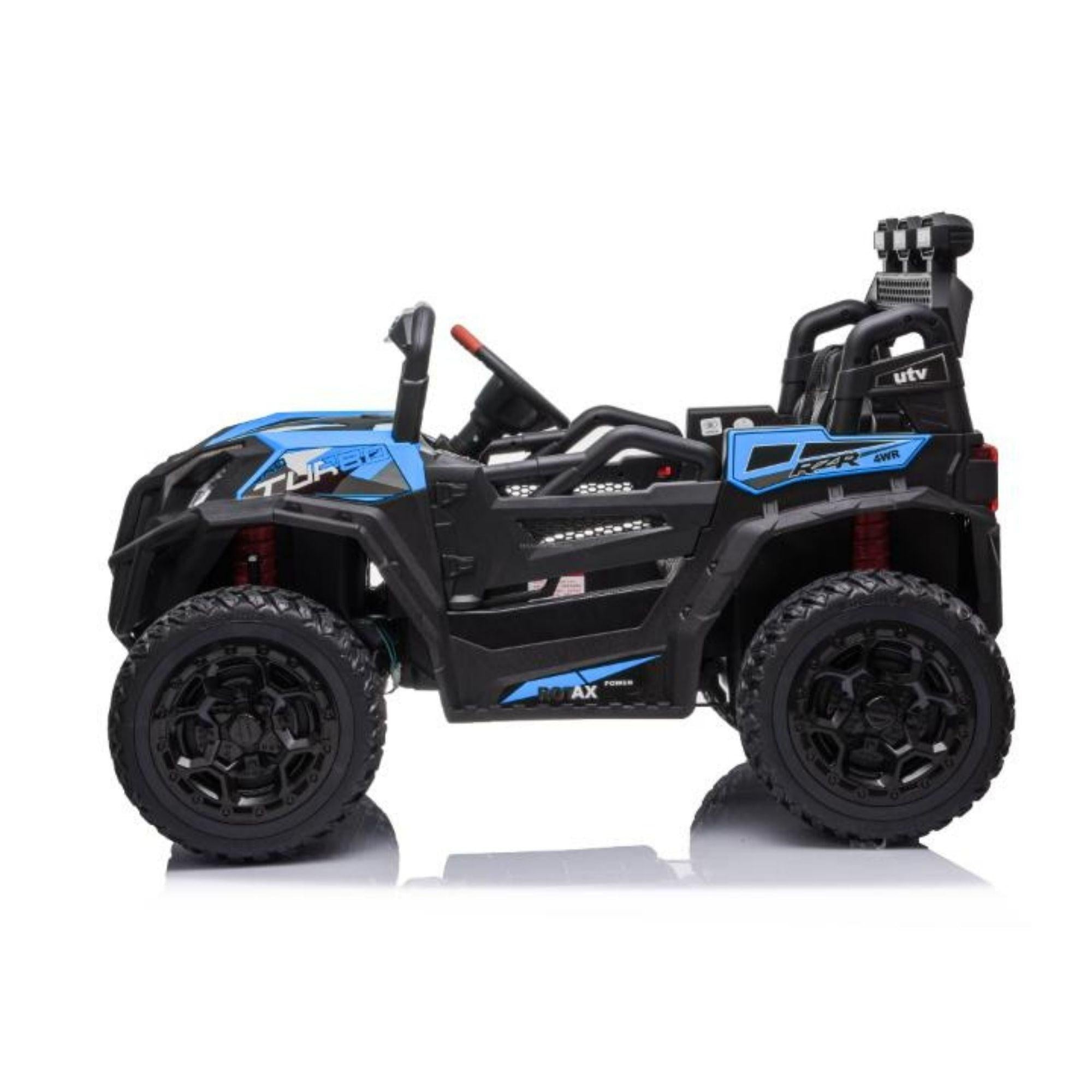 12V Blue Junior Sport Utility Kids’ 4x4 Ride-On UTV Buggy W/ Rubber Wheels, Music & RC.