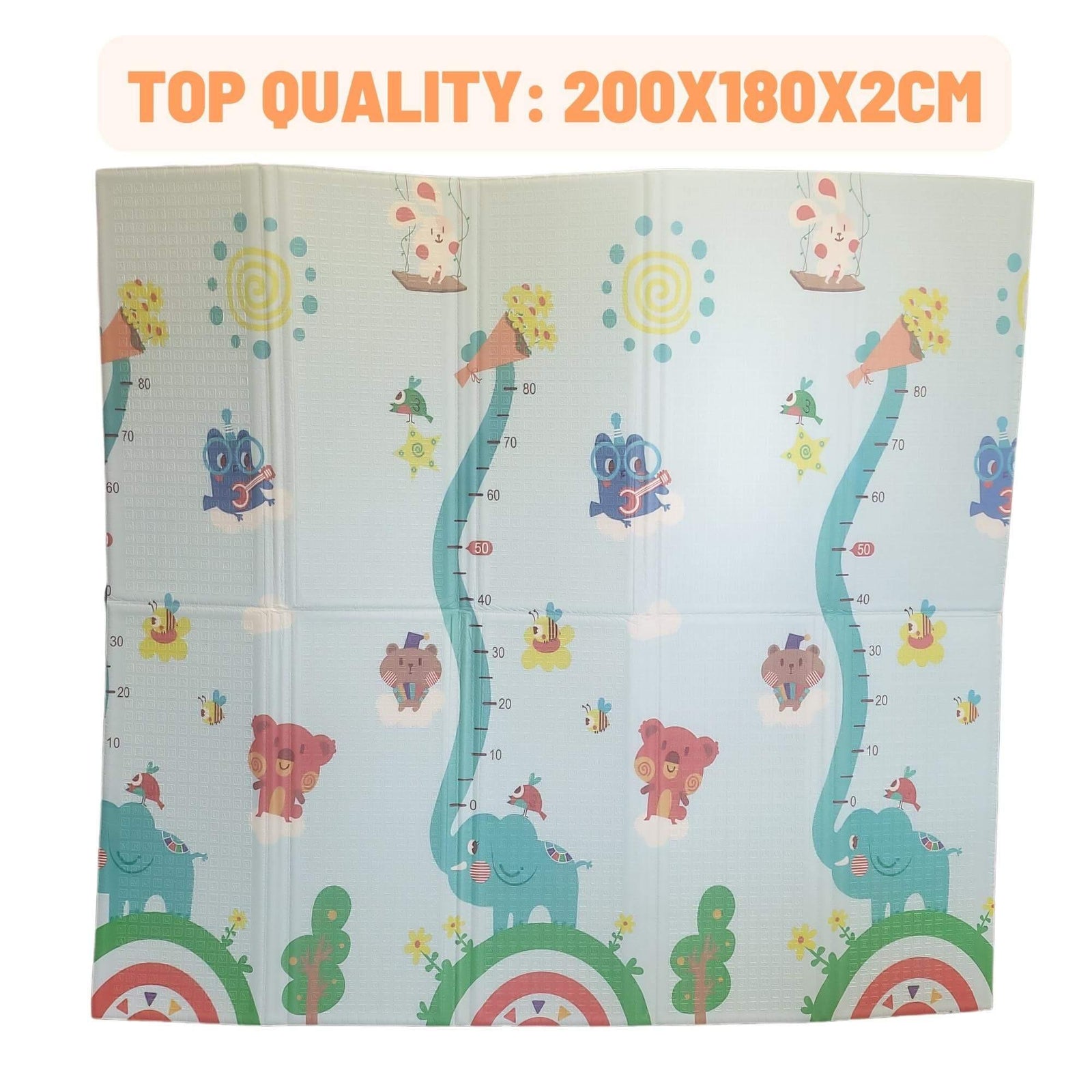 XL Luxury Indoor/ Outdoor Double Sided Foldable Waterproof Foam Play Mat - 200x180x2cm.