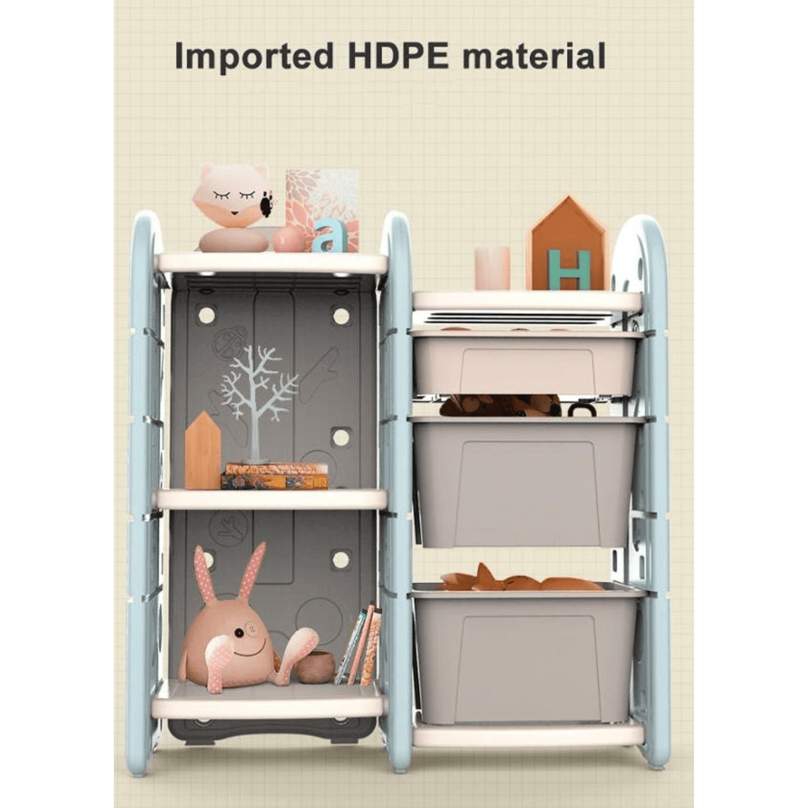 Kids and Toddlers Toy Storage / Organizer with Bins and Bookshelves