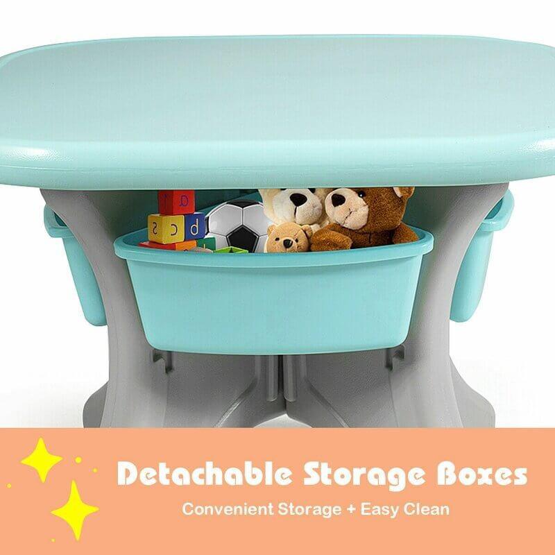 Kids & Toddlers Bear Edition Table & Chair Set W/ 2 Chairs and Storage Baskets.