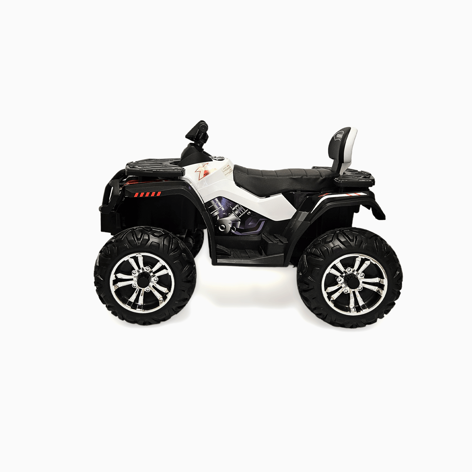 24V White Upgraded Titan Edition 4x4 Ride-On Quad ATV W/ EVA Rubber Wheels, Bluetooth Music & Lights.