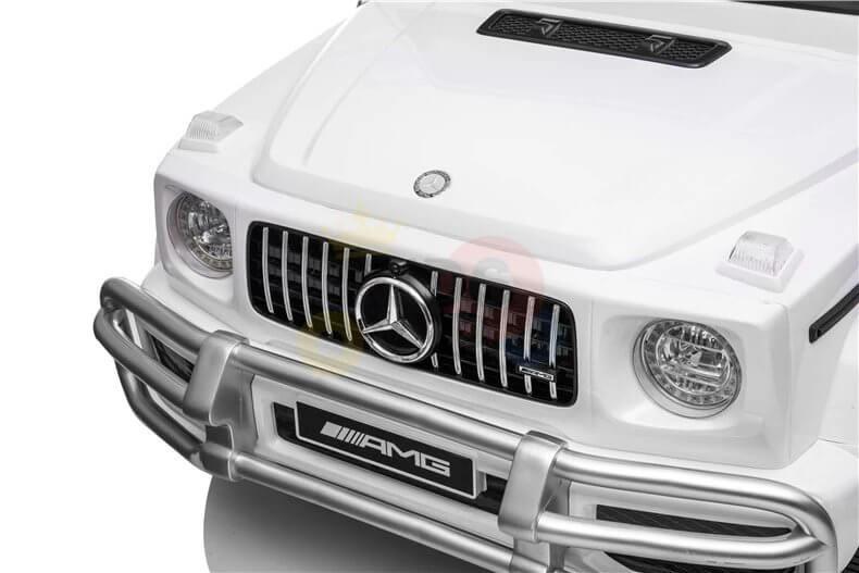 24V Exclusive White Mercedes Benz G63 2-Seater 4x4 Kids' Ride-on SUV W/ EVA Wheels, Leather Seats, Light-up Logo, BT & RC.