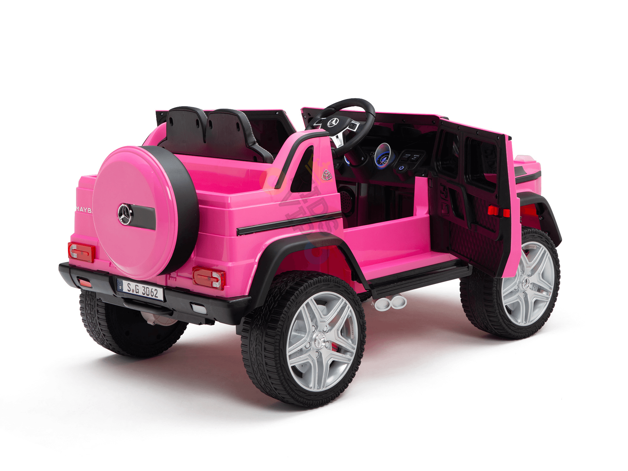 12V Pink Luxury Mercedes Maybach G650s Kids' 4x4 Ride-on SUV W/ Rubber Wheels, Music & RC.