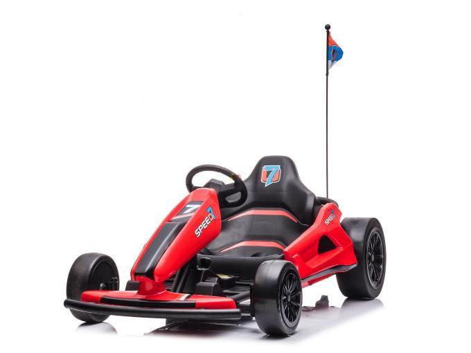 Red 24V Furious Edition Big Kids Upgraded Drifting Go Kart W/ Music Amplifier, Lights.