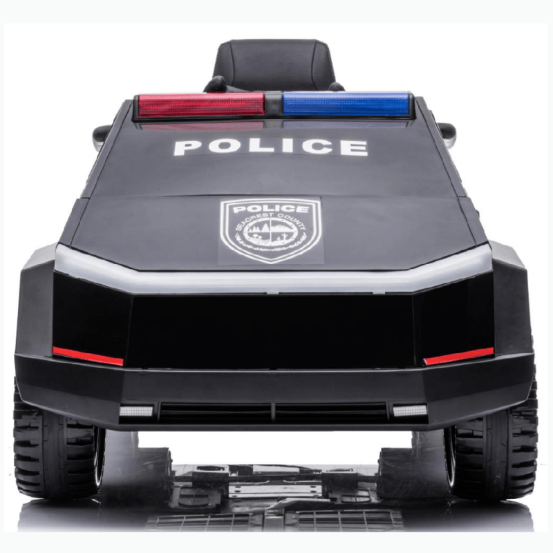12V Future Police 4x4 Ride-On Truck W/ Rubber Wheels, Emergency Siren, Lights, Music & RC.