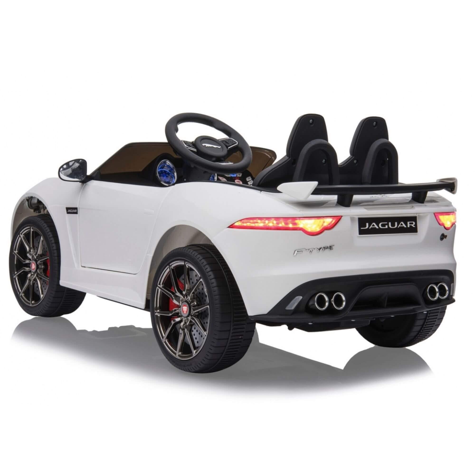 12V White Jaguar F Type Kids' Licensed Ride-On Car W/ Rubber Wheels, Bluetooth & RC.