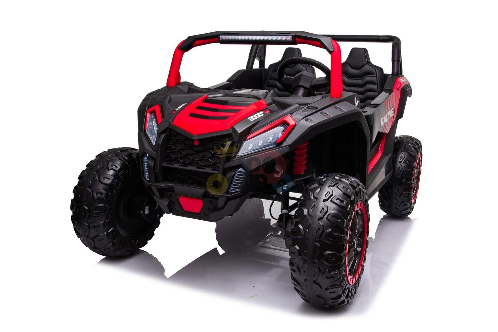 Red 2-Seater XXL Edition Blade BT 24V/4WD Kids' Exclusive Buggy/UTV With Rubber Wheels, Leather Seats, Music & RC.
