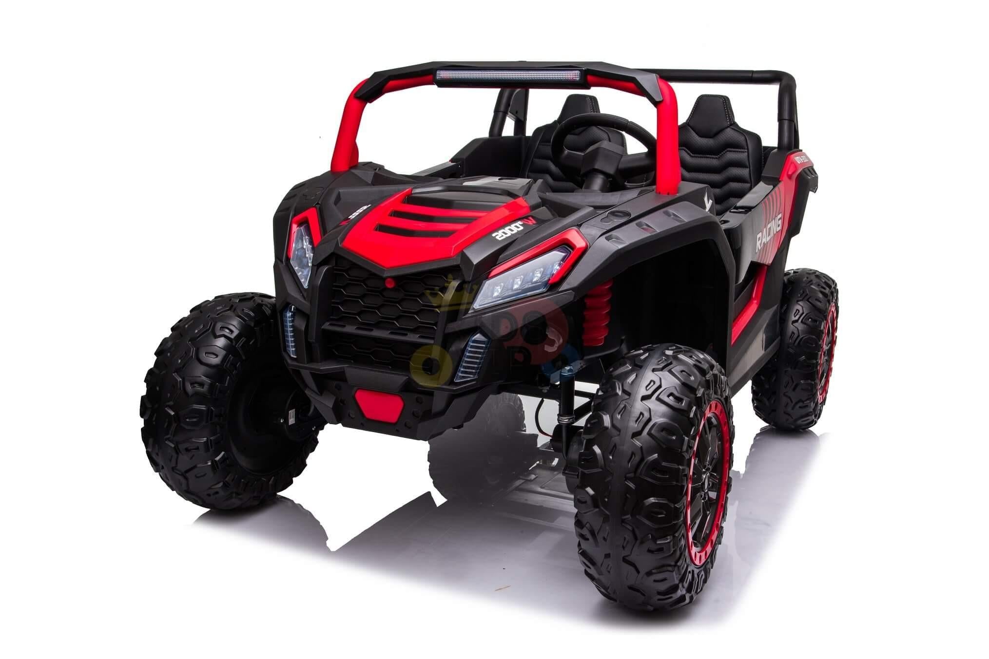 Red 2-Seater XXL Edition Blade BT 24V/4WD Kids' Exclusive Buggy/UTV With Rubber Wheels, Leather Seats, Music & RC.