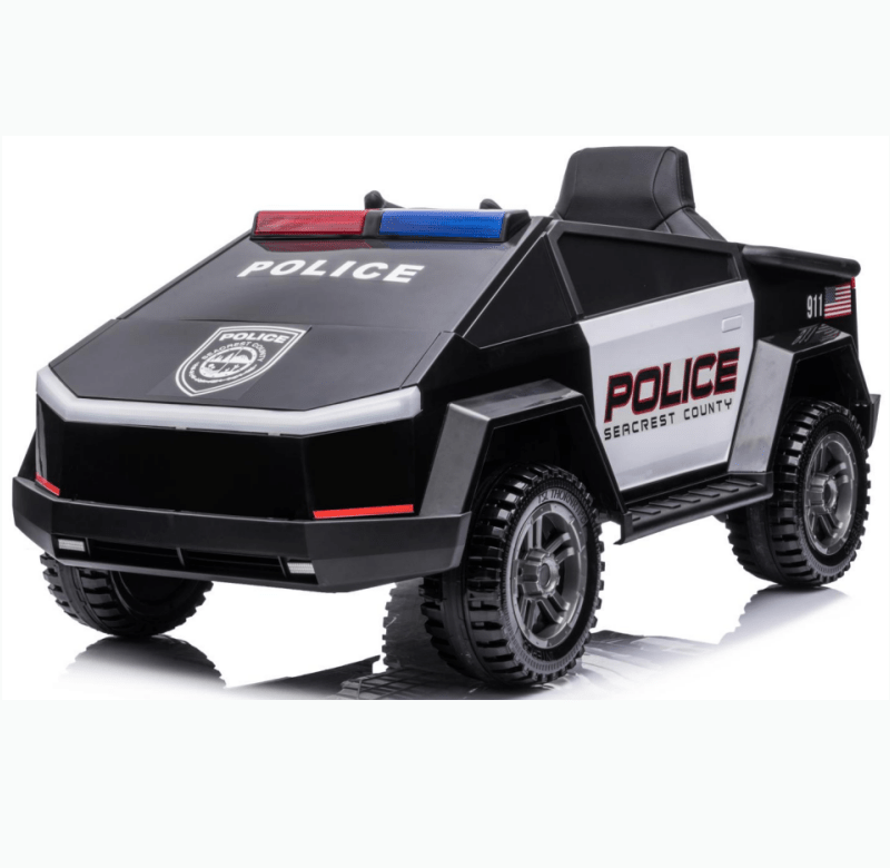 12V Future Police 4x4 Ride-On Truck W/ Rubber Wheels, Emergency Siren, Lights, Music & RC.