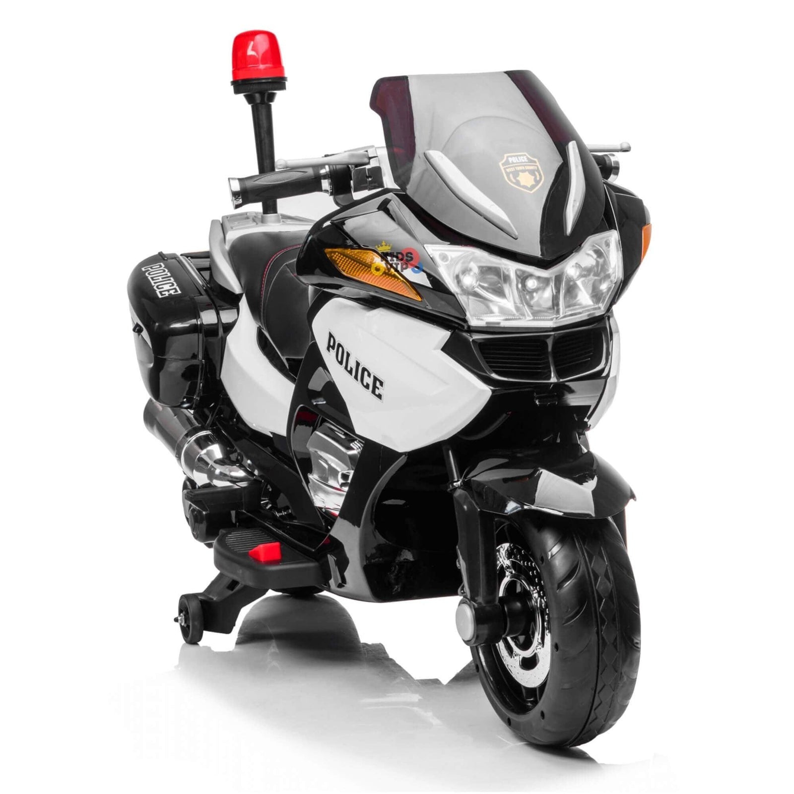 24V Police Officer Edition Kids' Motorcycle W/ Rubber Wheels, Emergency Siren, Lights & Music.