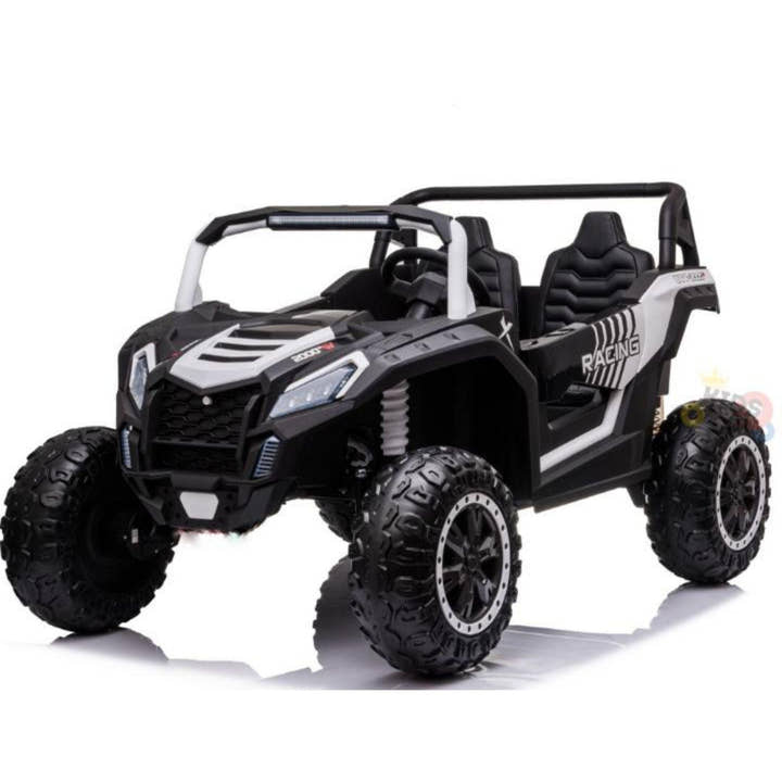 White 2-Seater XXL Edition Blade BT 24V/4WD Kids' Exclusive Buggy/UTV With Rubber Wheels, Leather Seats, Music & RC.