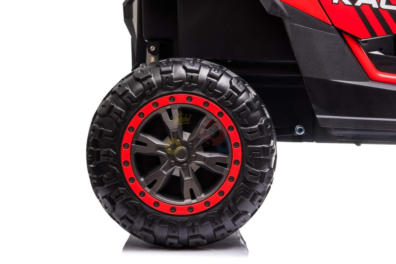 Red 2-Seater XXL Edition Blade BT 24V/4WD Kids' Exclusive Buggy/UTV With Rubber Wheels, Leather Seats, Music & RC.
