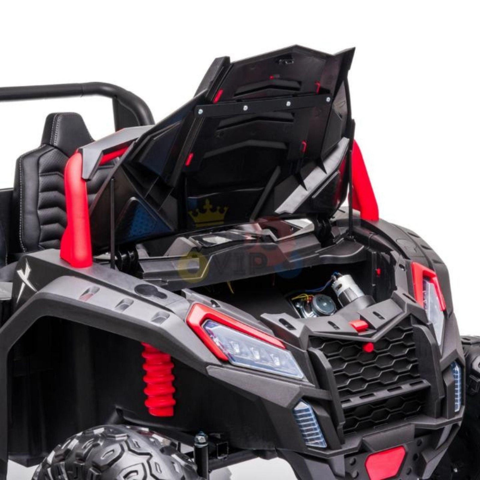 Red 2-Seater XXL Edition Blade BT 24V/4WD Kids' Exclusive Buggy/UTV With Rubber Wheels, Leather Seats, Music & RC
