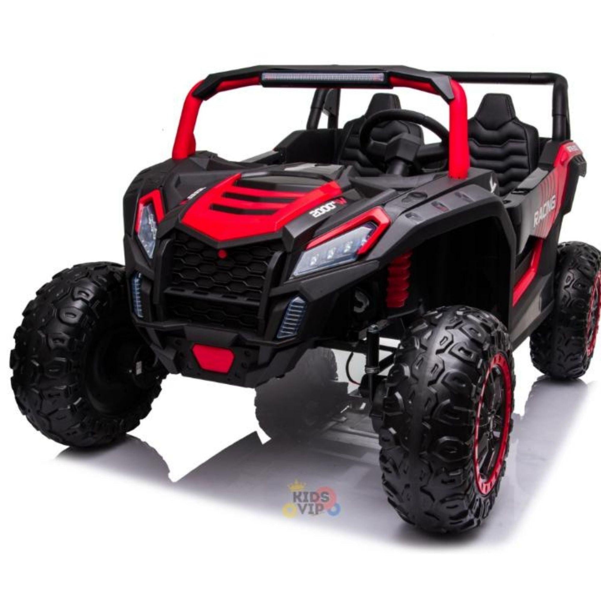 Red 2-Seater XXL Edition Blade BT 24V/4WD Kids' Exclusive Buggy/UTV With Rubber Wheels, Leather Seats, Music & RC.