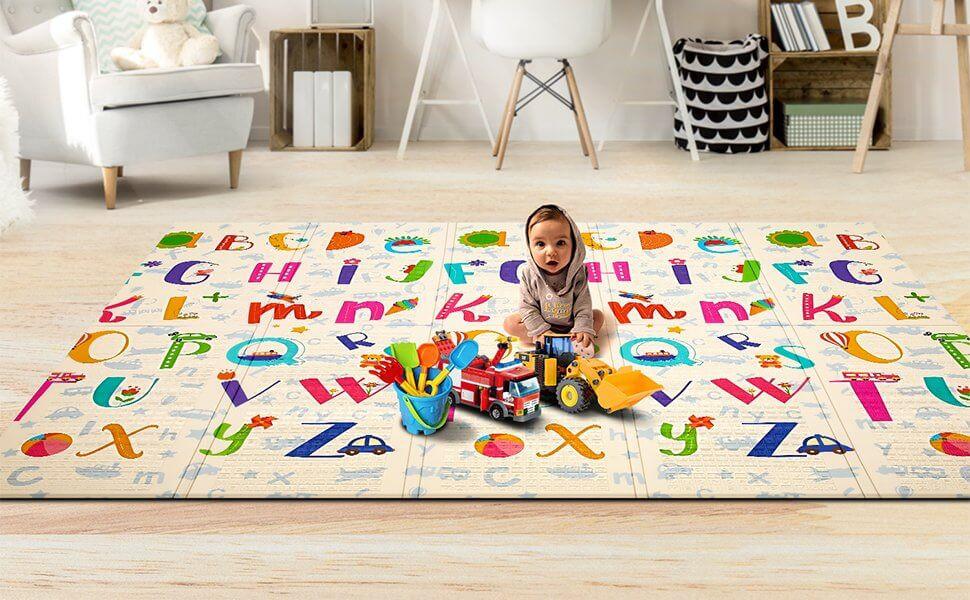Luxury Indoor/ Outdoor Double Sided Foldable Waterproof Foam Play Mat - ABC Edition - 200x180x1cm.