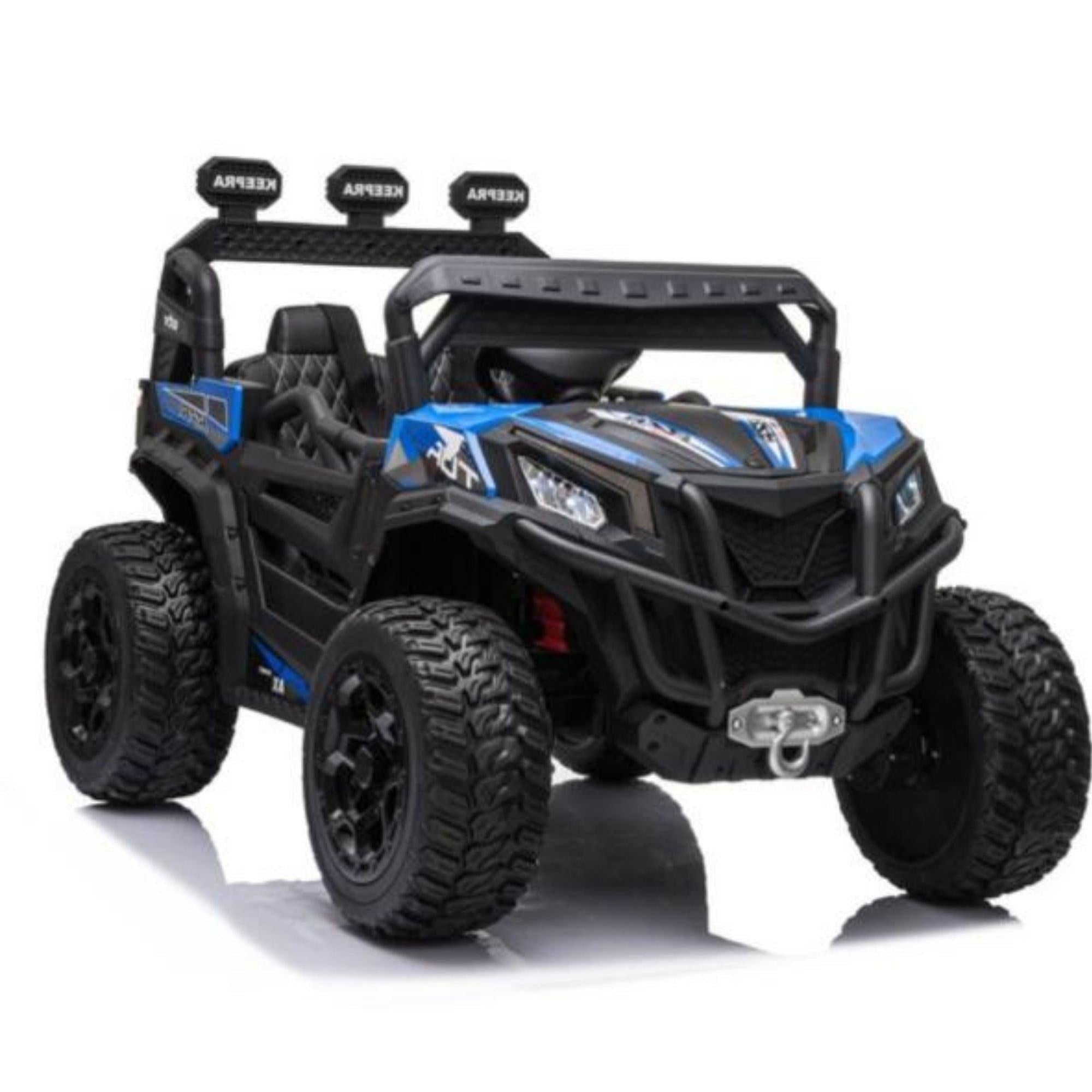 12V Blue Junior Sport Utility Kids’ 4x4 Ride-On UTV Buggy W/ Rubber Wheels, Music & RC.